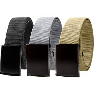 Fully Adjustable Canvas Web Belt with Black Flip Top Buckle 50'' Long